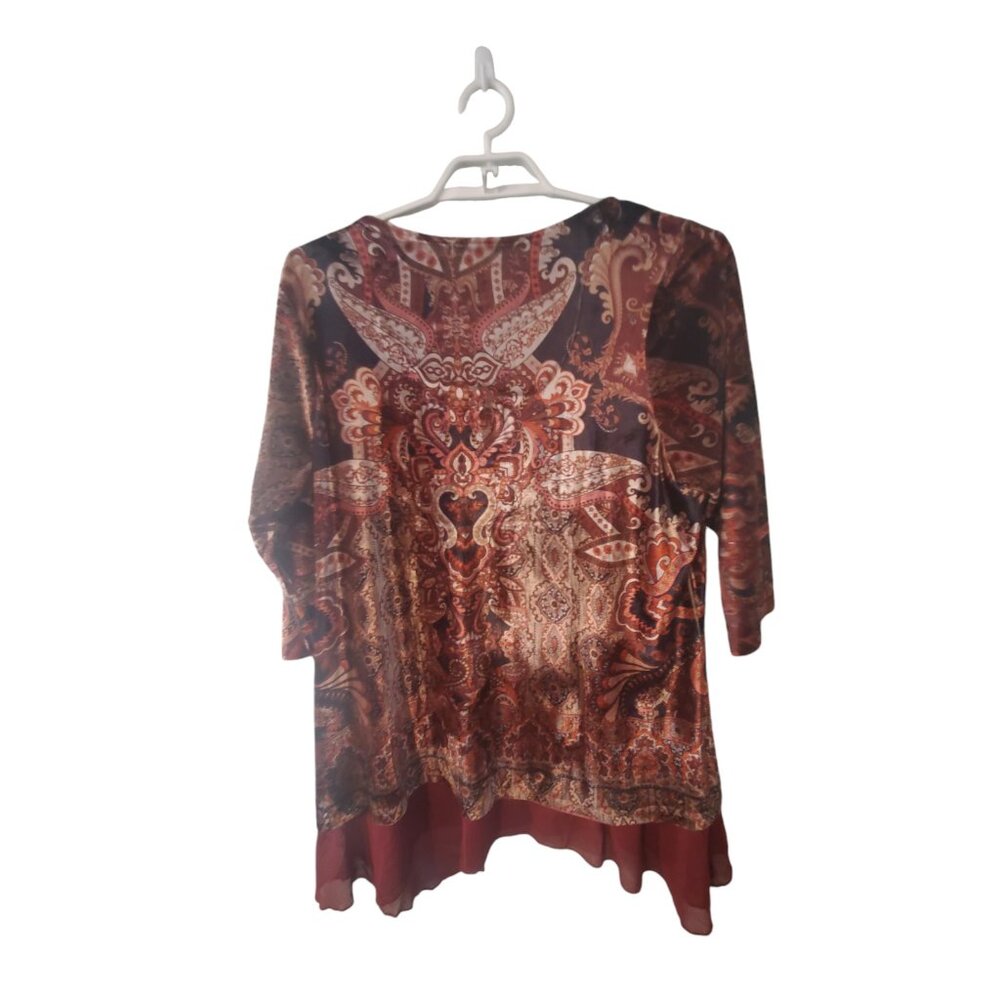Live and Let Live top womens 1X tunic velour velvet floral dark midieval
